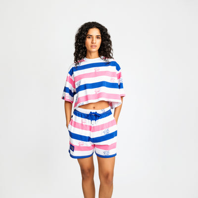 Malle Anxiety Gang Striped Cropped T-Shirt