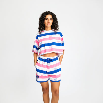 Malle Anxiety Gang Striped Cropped T-Shirt