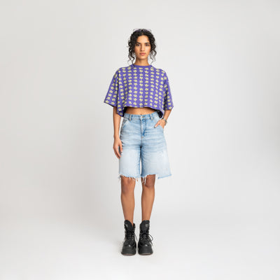 Malle Floral Purple Cropped T-Shirt