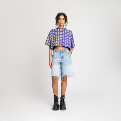 Malle Floral Purple Cropped T-Shirt