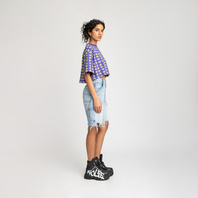 Malle Floral Purple Cropped T-Shirt