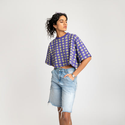 Malle Floral Purple Cropped T-Shirt