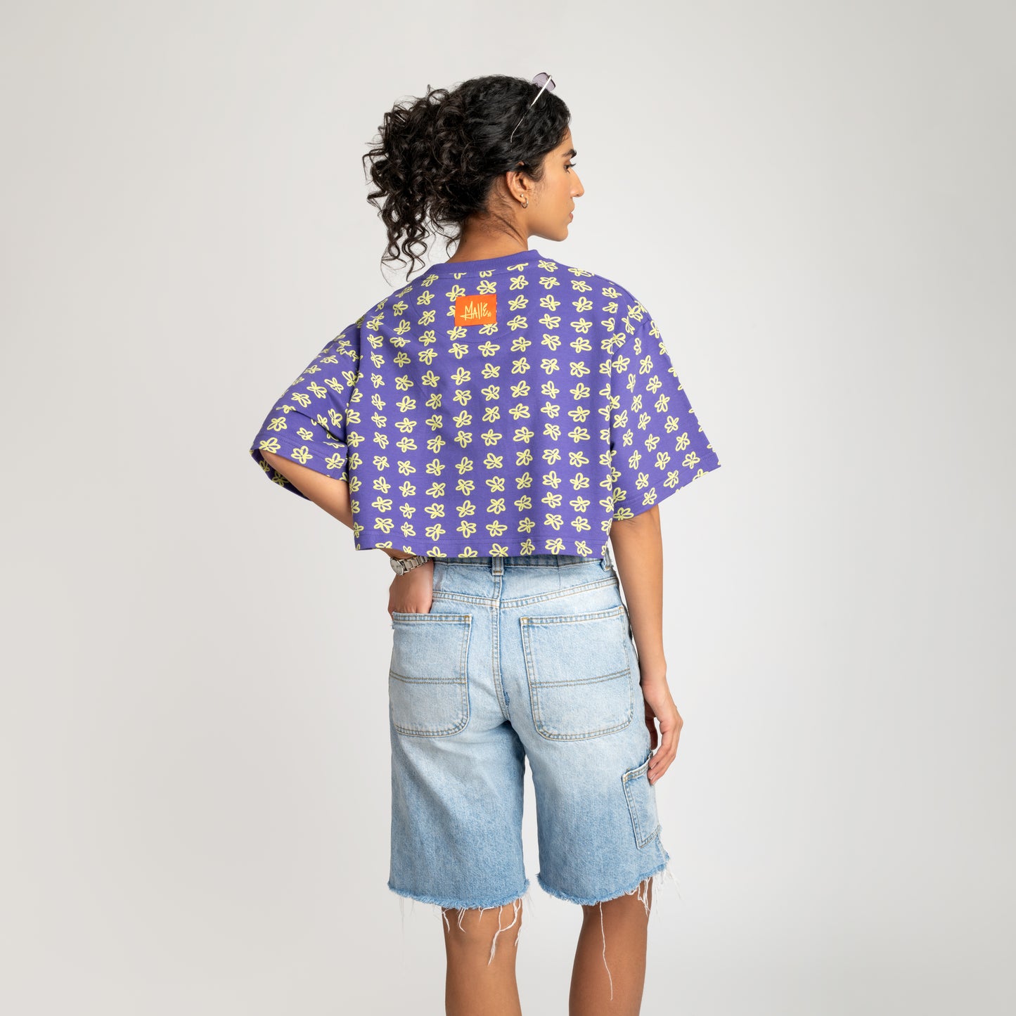 Malle Floral Purple Cropped T-Shirt